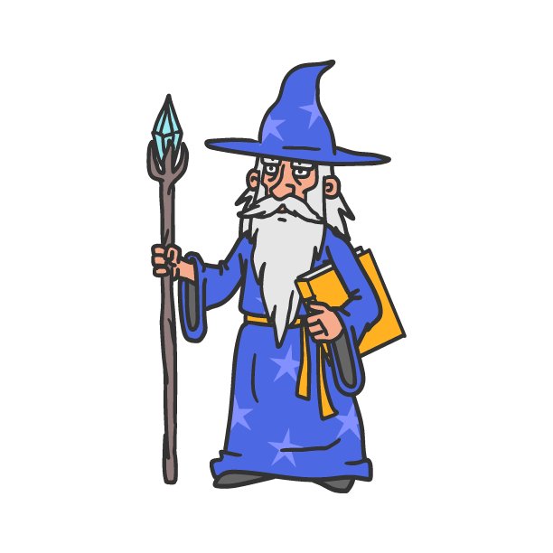 留着灰胡子的老魔术师拿着手杖和书图片下载