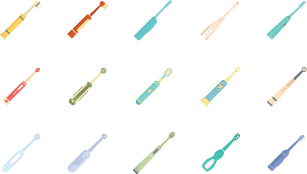 电动牙刷图标设定平隔离图片下载