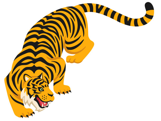 老虎在低位置威胁的插图图片下载