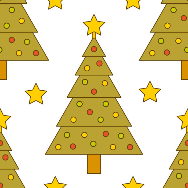 无缝模式与轮廓圣诞树上的白色。图片下载