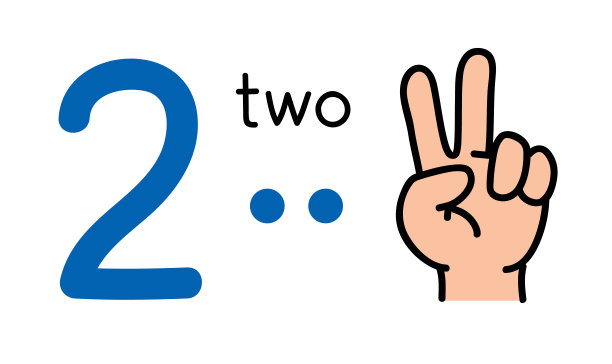 2、孩子的手显示数字2的手势。图片下载