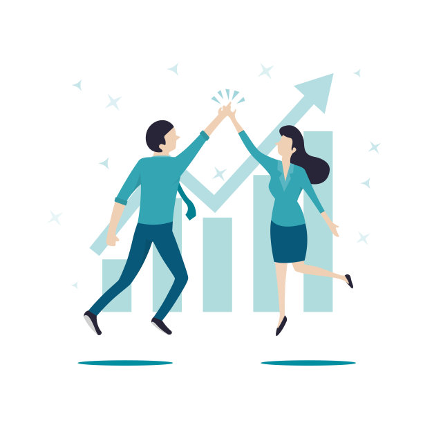 男人和女人跳起来庆祝鼓掌图片下载