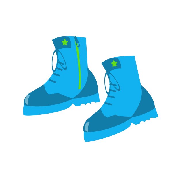 蓝色靴子与拉链平面矢量图标插图图片下载