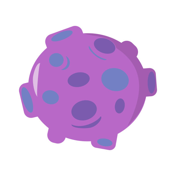 紫色神奇的行星卡通矢量插图在白色的背景图片下载