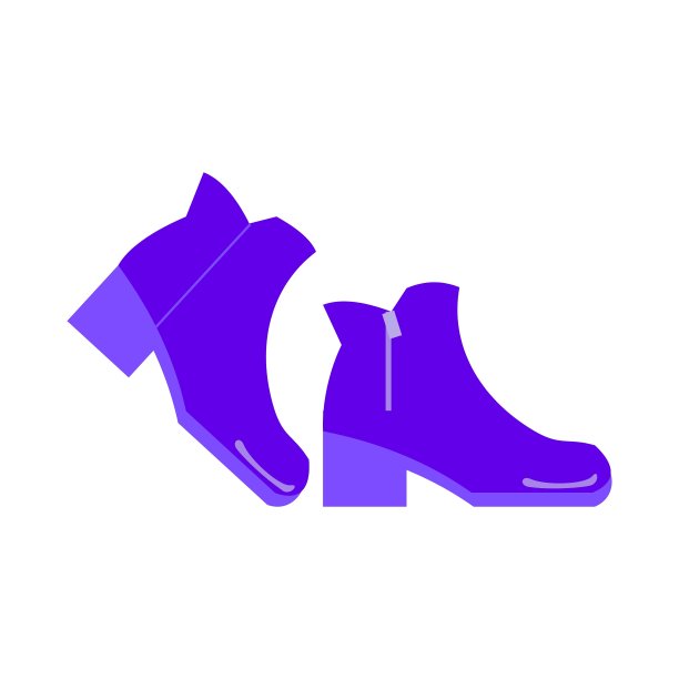 蓝色女人的靴子与拉链平面矢量图标插图图片下载