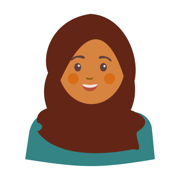 年轻的阿拉伯妇女阿凡达平面矢量插图的白色背景图片下载