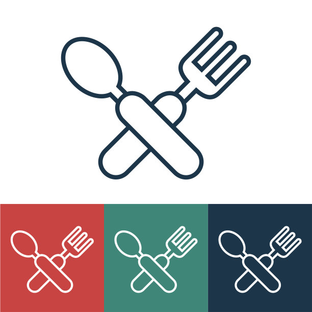 线性矢量图标交叉叉和勺子图片下载