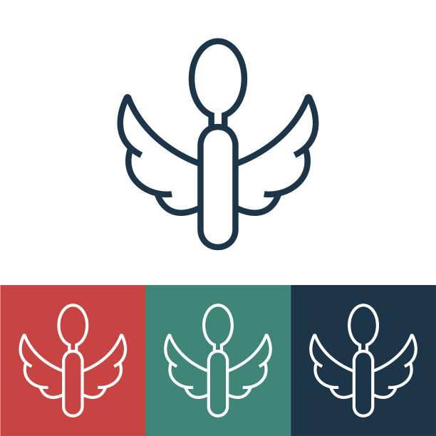 线性矢量图标勺与翅膀图片下载