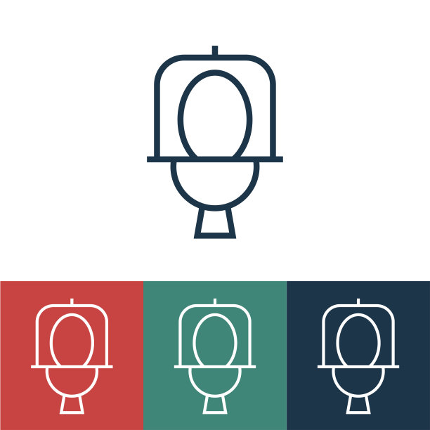 线性矢量图标与厕所图片下载