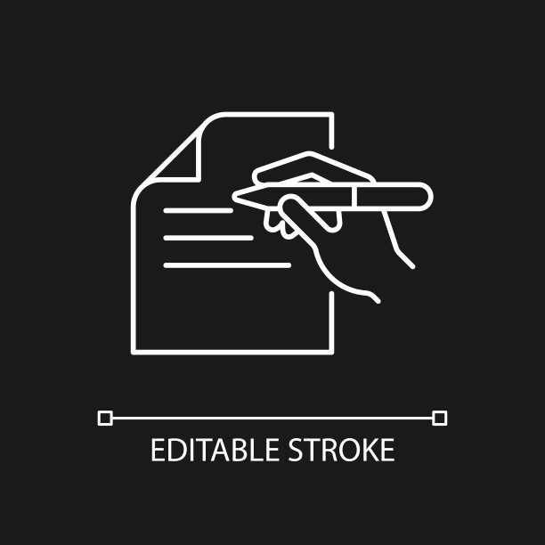 书面沟通白色线性图标为黑暗的主题图片下载