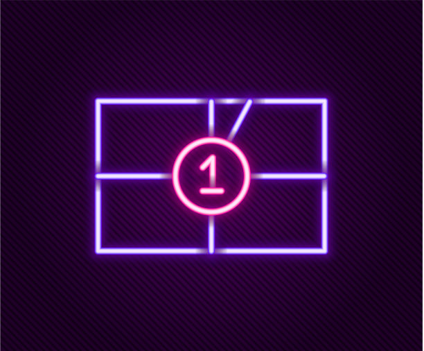 发光的霓虹灯线老电影倒计时帧图片下载