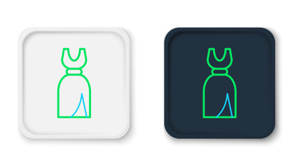 线女子服装图标孤立在白色背景图片下载