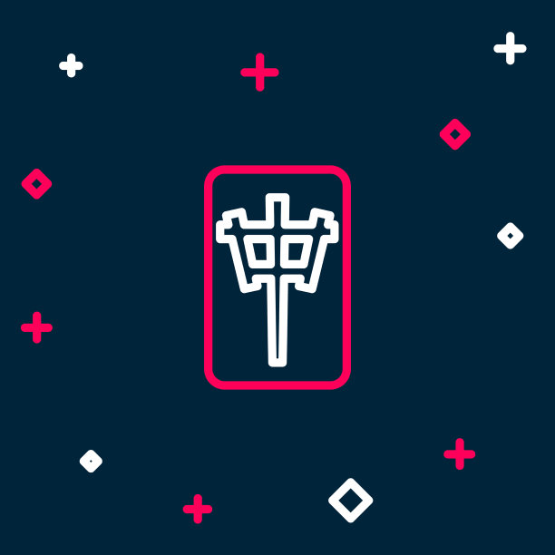 线麻将牌图标孤立在蓝色上图片下载