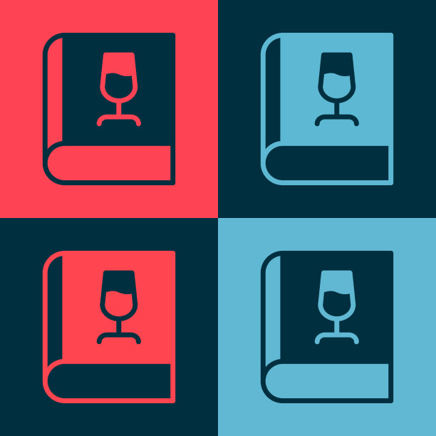 波普艺术书关于葡萄酒图标孤立的颜色图片下载