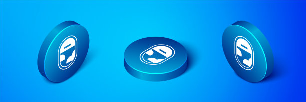 等距飞机窗口图标孤立在蓝色图片下载