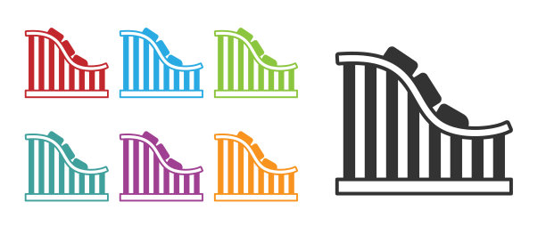 黑色过山车图标孤立在白色图片下载