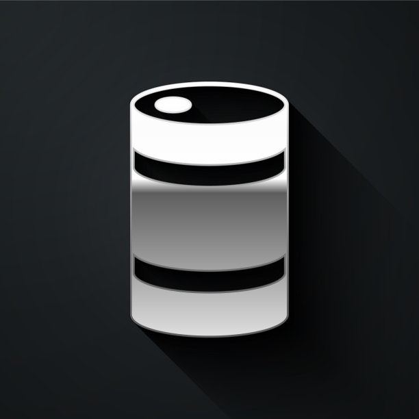 银色金属啤酒桶图标孤立在黑色图片下载