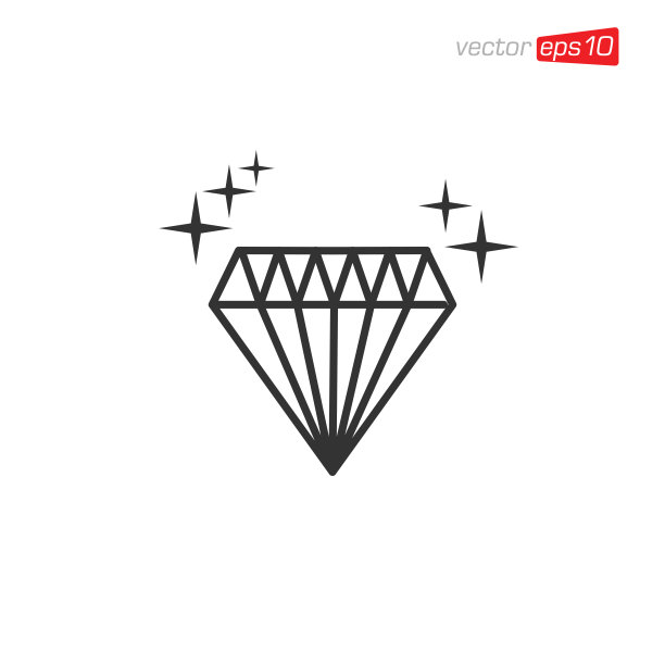 钻石闪闪发光的图标设计矢量图片下载