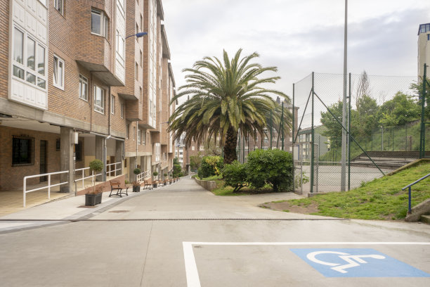 位于社区公共区域的残疾人停车标志。尊重他人的概念。图片下载