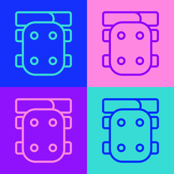 流行艺术线膝盖垫图标隔离的颜色图片下载