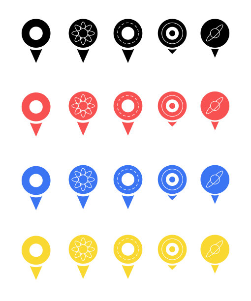 为地图，位置符号，导航位置标记和旅行地点指针网络矢量插图的大头针图片下载