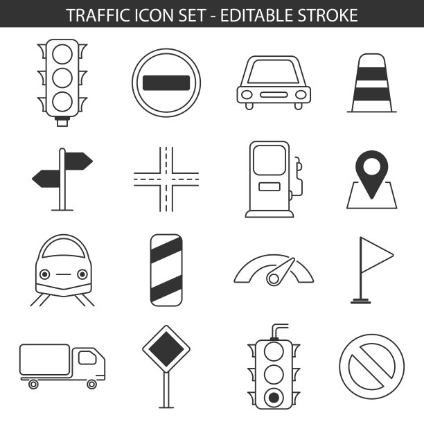 交通图标设置矢量设计。图片下载