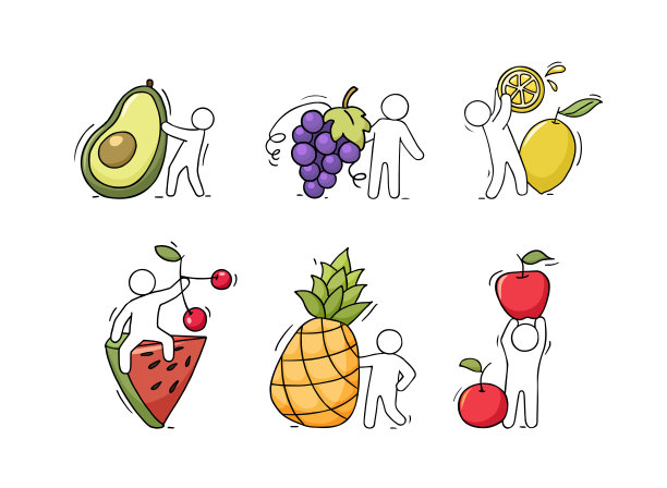 快乐的人们用新鲜的水果。图片下载