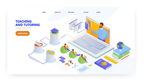 教学辅导，登陆页面设计，网站横幅矢量模板。网络研讨会，在线教育，远程学习图片下载