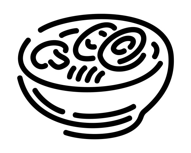 线条艺术与风格化的食物碗图片下载