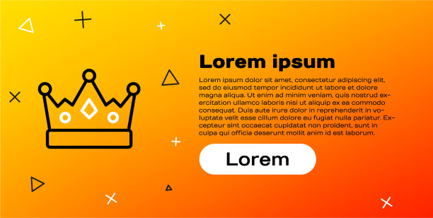 线国王皇冠图标孤立在黄色背景图片下载