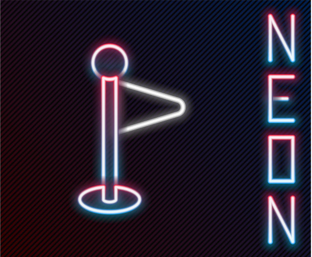 发光的霓虹灯线旗图标孤立在黑色图片下载