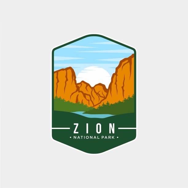 锡安国家公园标志图标补丁的插图图片下载