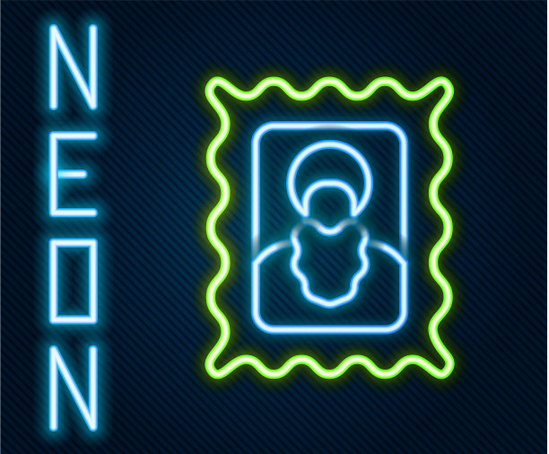 发光的霓虹灯线基督教图标孤立在黑色图片下载