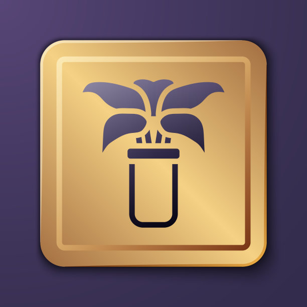 紫色异域热带植物在花盆图标孤立图片下载