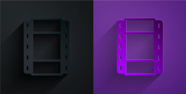 剪纸播放视频图标隔离在黑色上图片下载