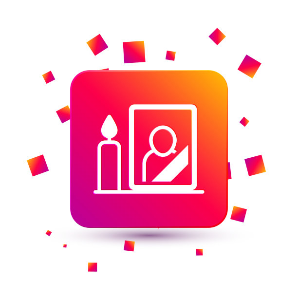 白色哀悼相框与黑色丝带图标图片下载