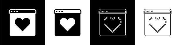 设置约会应用程序在线笔记本电脑概念图标孤立图片下载