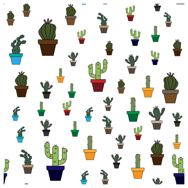 花盆仙人掌无缝模式完美的背景图片下载