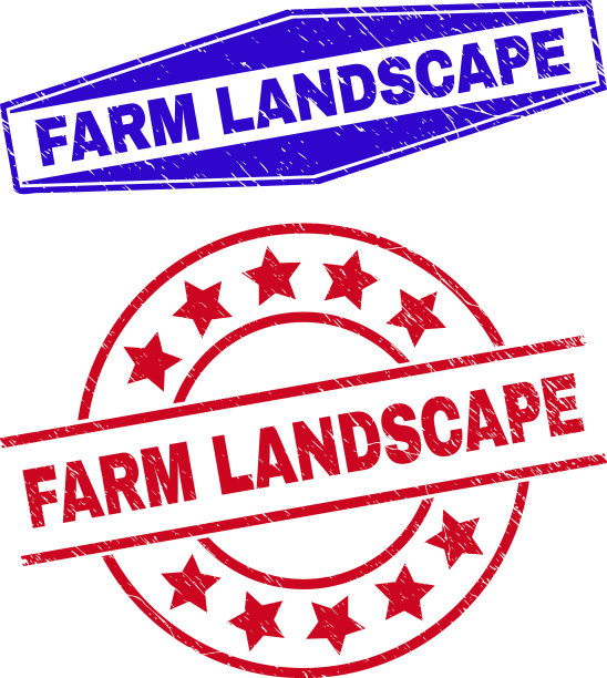 圆形和圆形的农场景观橡胶徽章图片下载