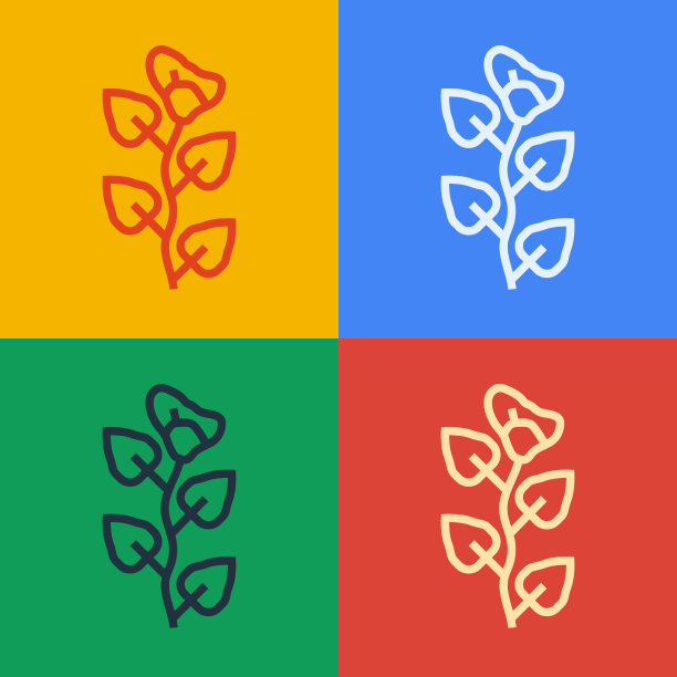 波普艺术线常青藤枝图标孤立的颜色图片下载