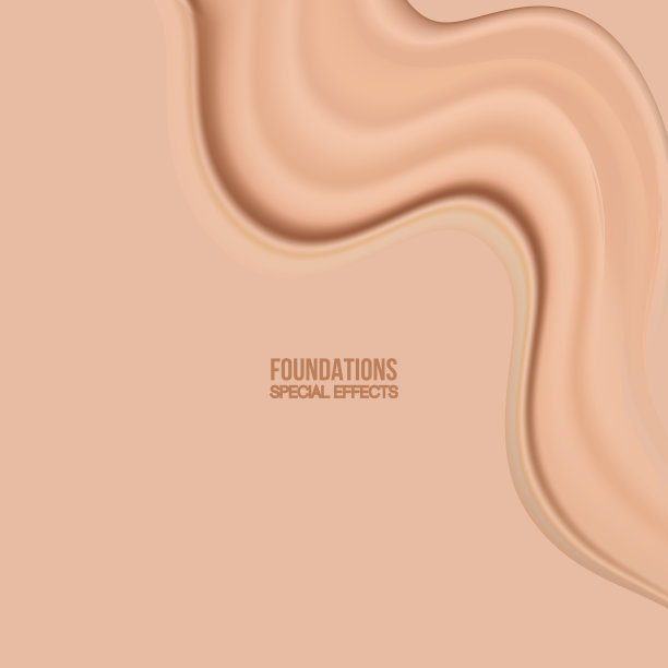 粉底，软性液体粉底。基础化妆的背景。化妆的纹理。特效,3 d.stroke。污迹。米色遮瑕膏中风。矢量图图片下载