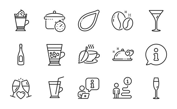 食物和饮料图标设置包括图标作为婚礼图片下载