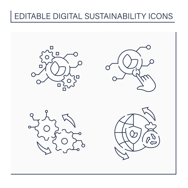 数字可持续线图标设置图片下载