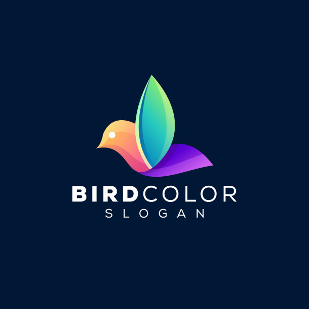 鸟色渐变标志设计图片下载