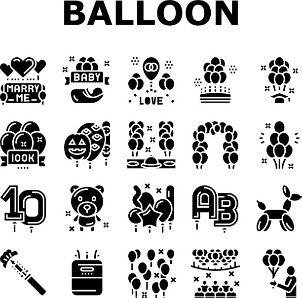 气球装饰图标集合图片下载