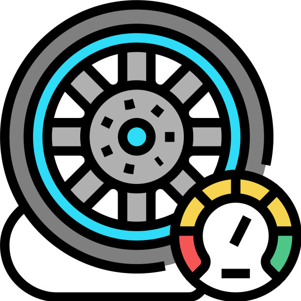 汽车车轮充气彩色图标图片下载