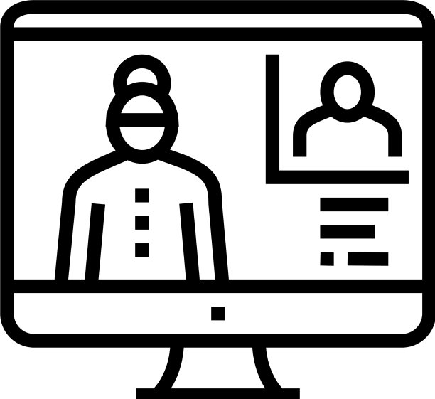 祖母视频通话与孙子线图标图片下载