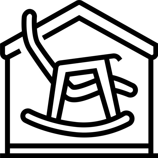 摇椅在室内线图标图片下载
