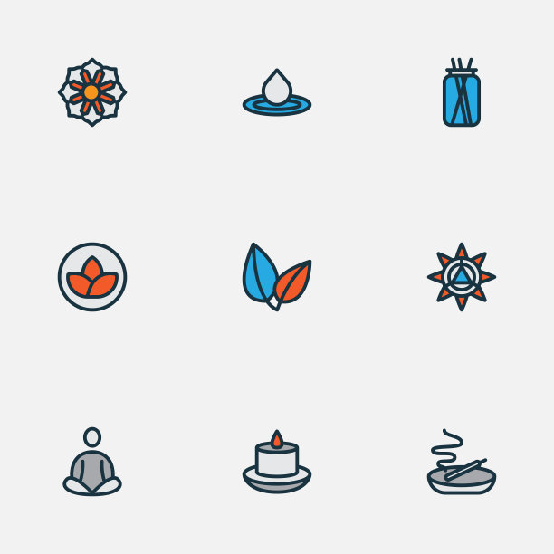 放松图标彩色线设置燃烧的蜡烛图片下载