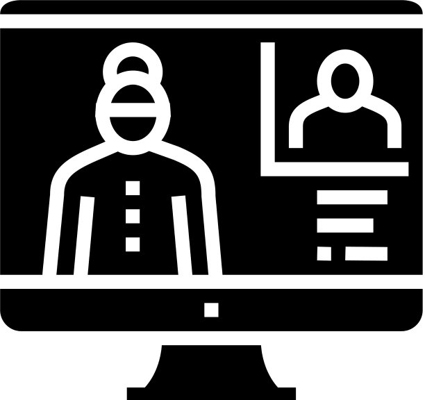 祖母视频通话与孙子字形图标图片下载